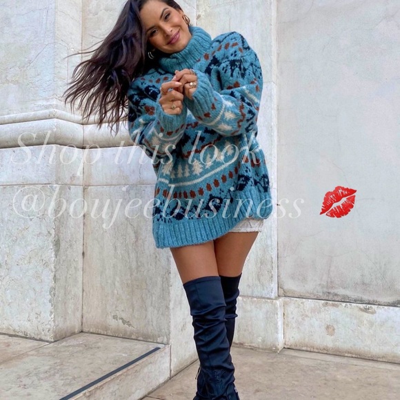 ZARA Oversized Knit Jacquard Sweater - Picture 7 of 9